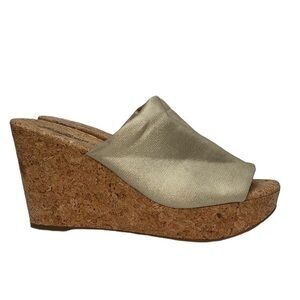 Lucky Brand Wedges Gold Metallic/Cork size 9 brand new